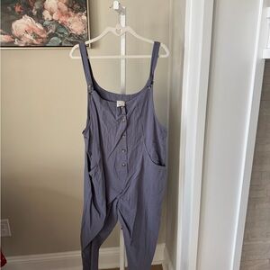 Light Lavender maternity Button-Front Sleeveless Jumpsuit